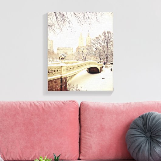 Central Park Snow - Winter New York Canvas Afdruk (Insitu (Woonkamer))