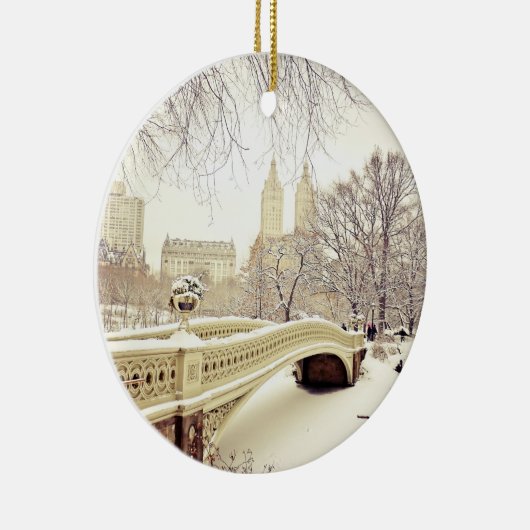 Central Park Snow - Winter New York Keramisch Ornament (Rechts)