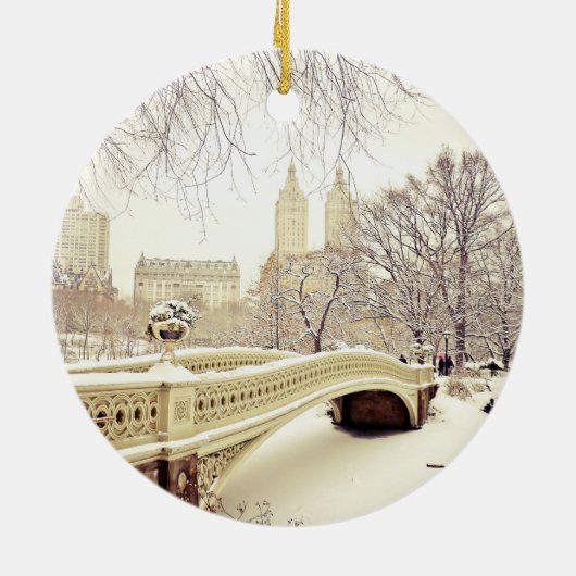 Central Park Snow - Winter New York Keramisch Ornament (Achterkant)