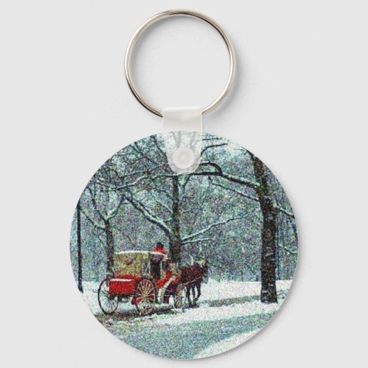 Central Park Snowy Carriage Sleutelhanger (Voorkant)