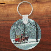 Central Park Snowy Carriage Sleutelhanger (Voorkant)