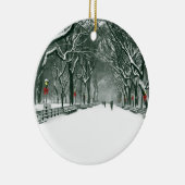 Central Park Snowy Path Keramisch Ornament (Rechts)