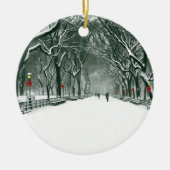 Central Park Snowy Path Keramisch Ornament (Voorkant)