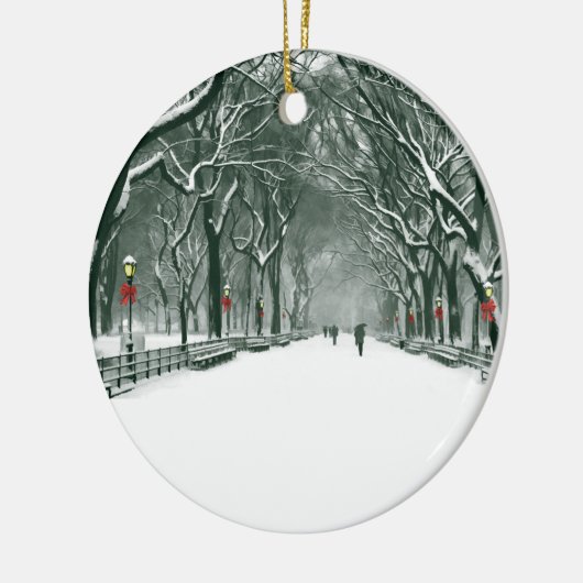 Central Park Snowy Path Keramisch Ornament (Links)