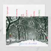 Central Park Snowy Path Uitgenodigd Kaart (Voorkant / Achterkant)