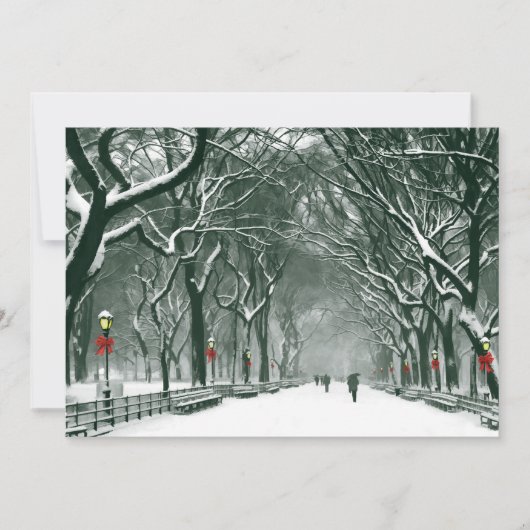 Central Park Snowy Path-uitnodiging Kaart (Voorkant)