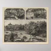 Central Park van de Main St. Bridge, Marion, Kansa Poster (Voorkant)