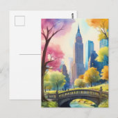 Central Park van NYC in V Waterverf Schilderen 1 Briefkaart (Voorkant / Achterkant)