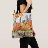 Central Park, waterverven, AI-gegenereerd, Tote Bag (Dichtbij)