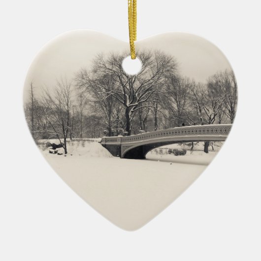 Central Park Winter - Bodembrug sneeuw Keramisch Ornament (Voorkant)