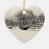 Central Park Winter - Bodembrug sneeuw Keramisch Ornament (Achterkant)