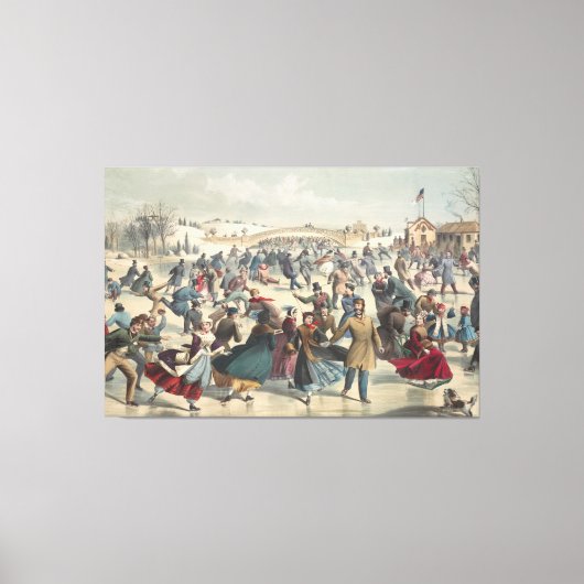 Central Park, winter. De skatvijver. New York Canvas Afdruk (Voorkant)