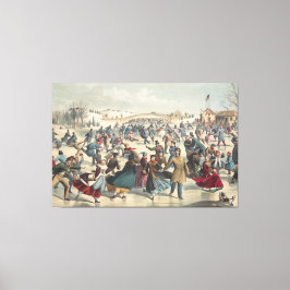 Central Park, winter. De skatvijver. New York Canvas Afdruk