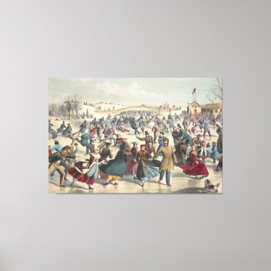 Central Park, winter. De skatvijver. New York Canvas Afdruk (Voorkant)