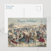 Central Park, winter. De skatvijver. New York Feestdagenkaart (Voorkant / Achterkant)