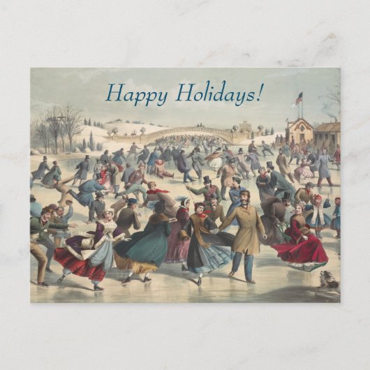 Central Park, winter. De skatvijver. New York Feestdagenkaart (Voorkant)