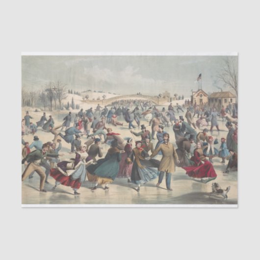 Central Park, winter. De skatvijver. New York Tissuepapier (Voorkant)