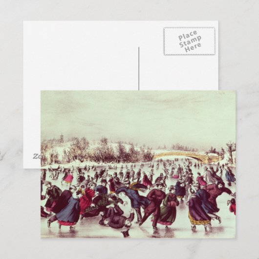 Central Park, Winter: Het Skating Carnaval Briefkaart (Voorkant / Achterkant)