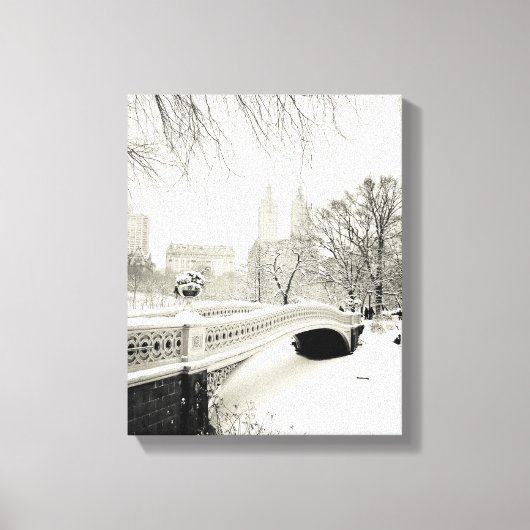 Central Park Winter - Sneeuwbrug Canvas Afdruk (Voorkant)