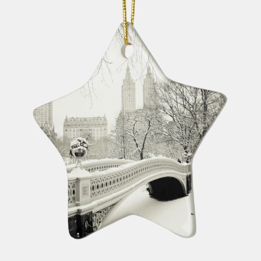 Central Park Winter - Sneeuwbrug Keramisch Ornament (Links)