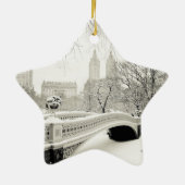Central Park Winter - Sneeuwbrug Keramisch Ornament (Achterkant)