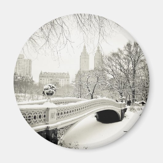 Central Park Winter - Sneeuwbrug Magneet (Voorkant)
