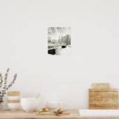 Central Park Winter - Sneeuwbrug Poster (Keuken)