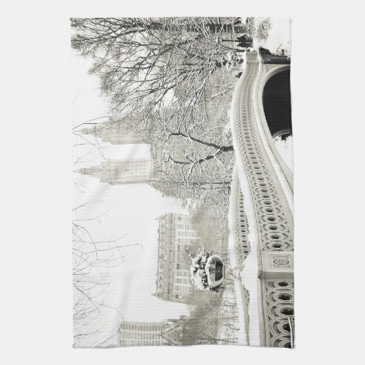 Central Park Winter - Sneeuwbrug Theedoek (Verticaal)