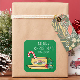 Central Perk Kerstmug | Kerstcadeau-etiket Vierkante Sticker