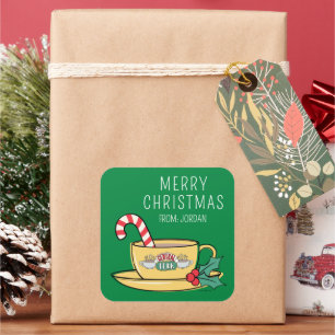 Central Perk Kerstmug Kerstcadeau-etiket Vierkante Sticker