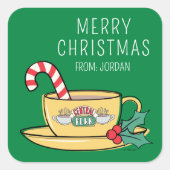 Central Perk Kerstmug | Kerstcadeau-etiket Vierkante Sticker (Voorkant)
