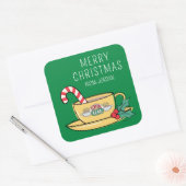 Central Perk Kerstmug | Kerstcadeau-etiket Vierkante Sticker (Envelop)