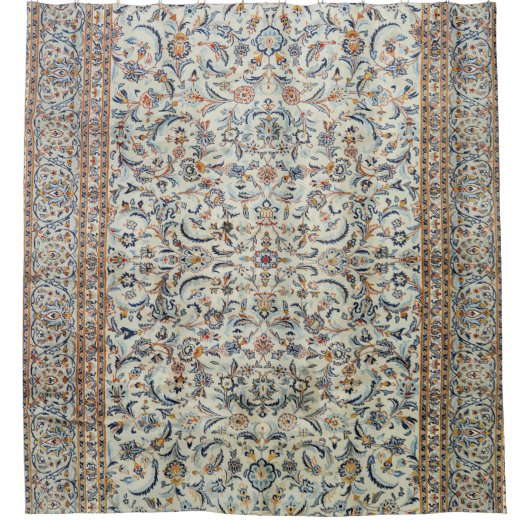 Central Persia Muted Dusty Cream Gray Rug Douchegordijn (Voorkant)