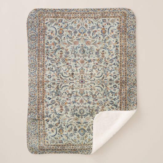 Central Persia Muted Dusty Cream Gray Rug Sherpa Deken (Voorkant)