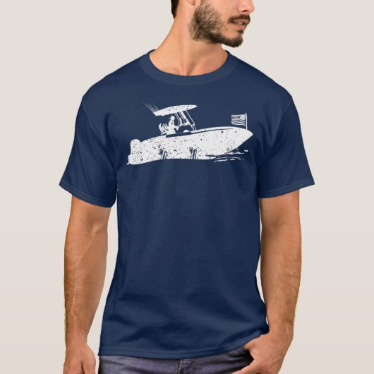 Centrale console Boat American Flag Motorboot Boat T-shirt (Voorkant)
