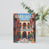 Centrale hal van riads in Marrakech Marokko Briefkaart (Staand voorkant)