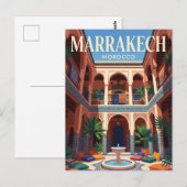 Centrale hal van riads in Marrakech Marokko Briefkaart (Voorkant / Achterkant)