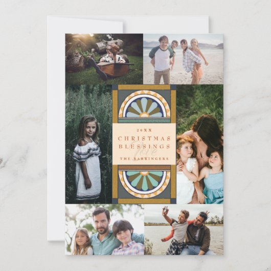 Centrale kerstaven Elegant kerstmultifoto Feestdagenkaart (Voorkant)