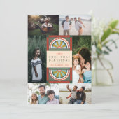 Centrale kerstaven elegant kerstmultifototoestel feestdagenkaart (Staand voorkant)