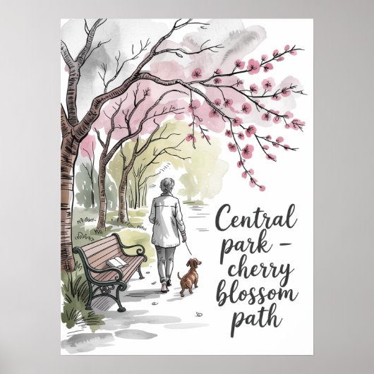 Centrale Park kersenbloesemlooppad Poster (Voorkant)