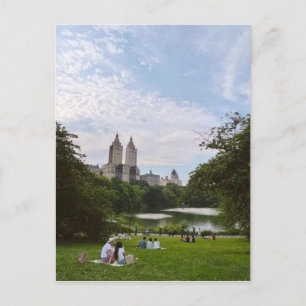 Centrale Park New York City Silhouette & Meer Schi Briefkaart