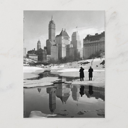 Centrale Park Winterse Taferelen, 1933 Briefkaart (Voorkant)