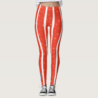Centrale Ring: Rode en Witte Ster-Gestreepte Leggi Leggings
