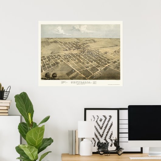 Centralia, IL Panoramic Map - 1867 Poster (Thuiskantoor)