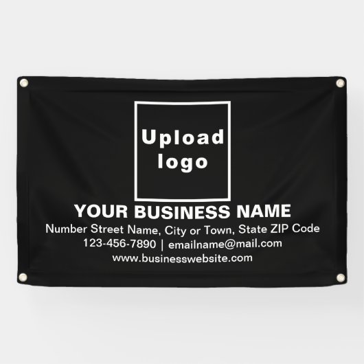 Centraliseer het bedrijfsmerk op zwarte rechthoek spandoek (Horizontaal)