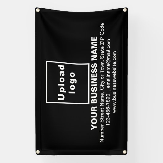 Centraliseer het bedrijfsmerk op zwarte rechthoek spandoek (Verticaal)