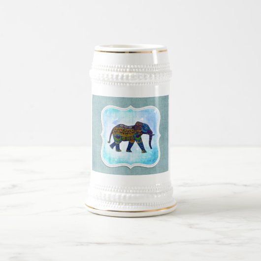 Centre Boho Blue Elephant Beer Stein Bierpul (Center)