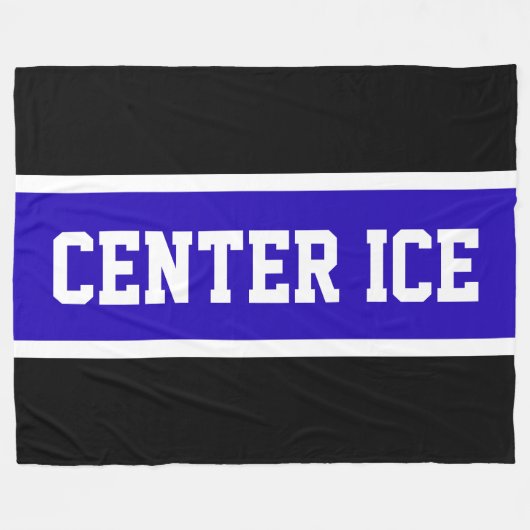CENTRE ICE Helder Blauw Zwart Wit Hockey Stripes Fleece Deken (Voorkant (Horizontaal))