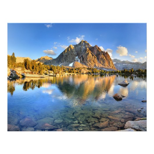 Centre Peak over Lower Golden Beer Lake - Sierra Foto Afdruk (Voorkant)