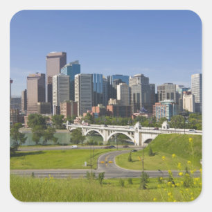 Centre St Bridge and Downtown Calgary, Alberta Vierkante Sticker